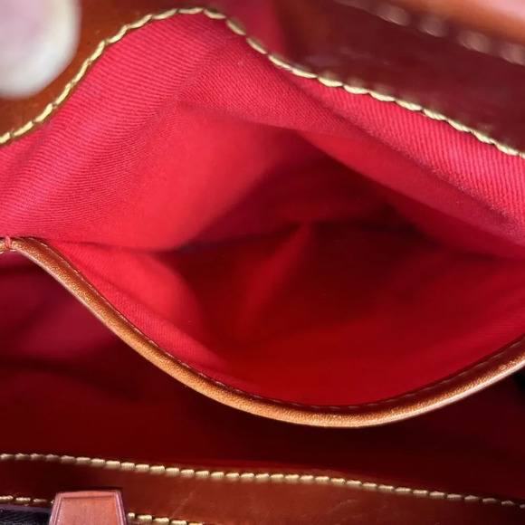 Dooney & Bourke Brown/black Gretta Perry Satchel DB Logo EUC - Picture 7 of 16